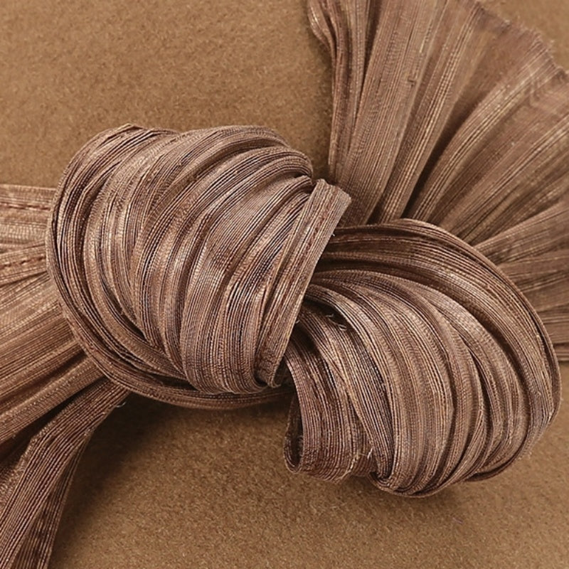 Felt Top Hat Rolled Edge with Linen Bow