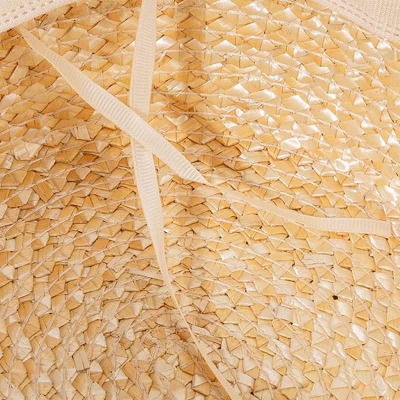 Straw Sun Hat with Brown Webbing