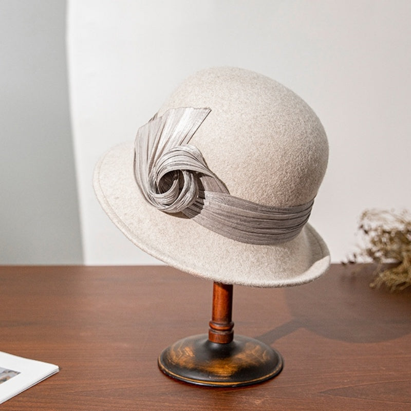 Felt Top Hat Rolled Edge with Ribbon Decoration