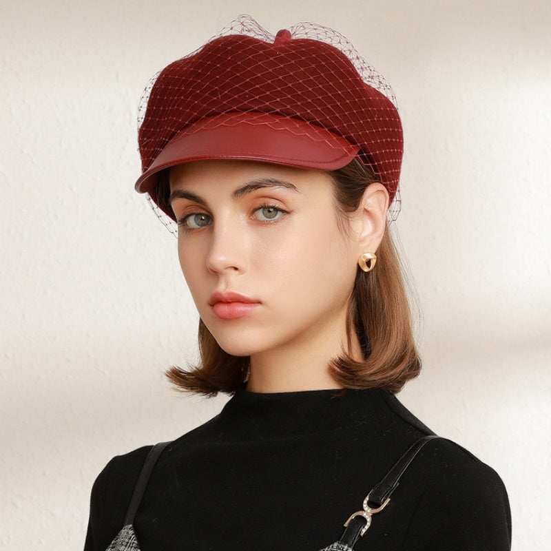 Felt Newsboy Hats with Lace