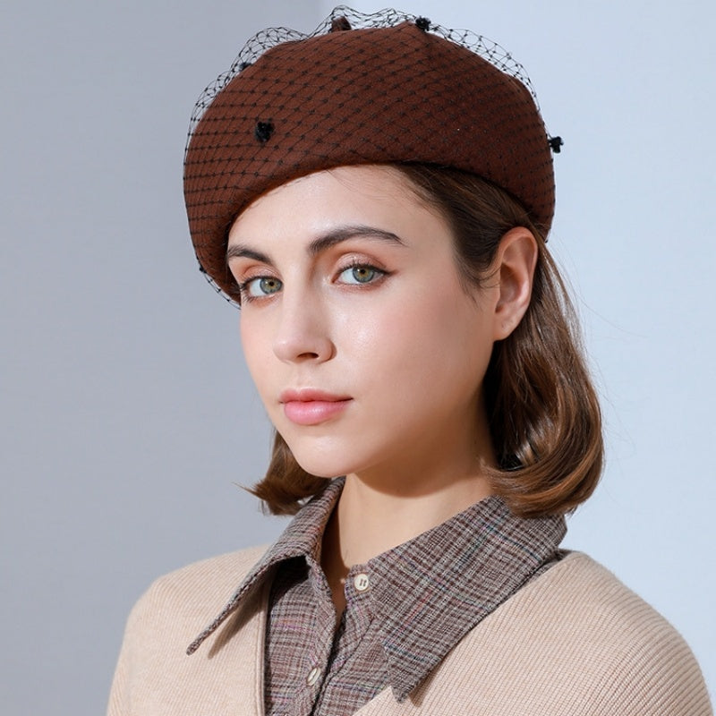 Felt Beret with Lace