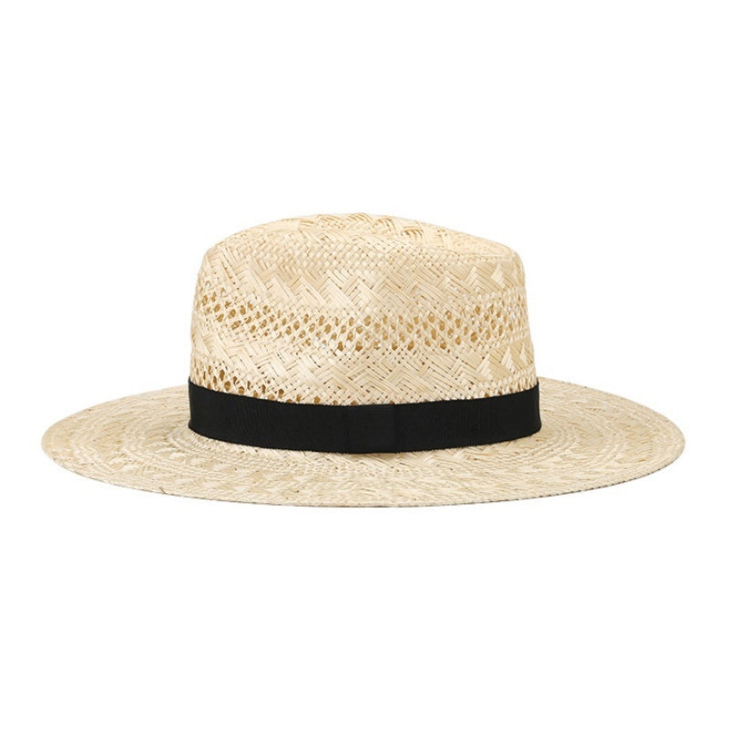 Sisal Top Hat with Black Decorative Ribbon