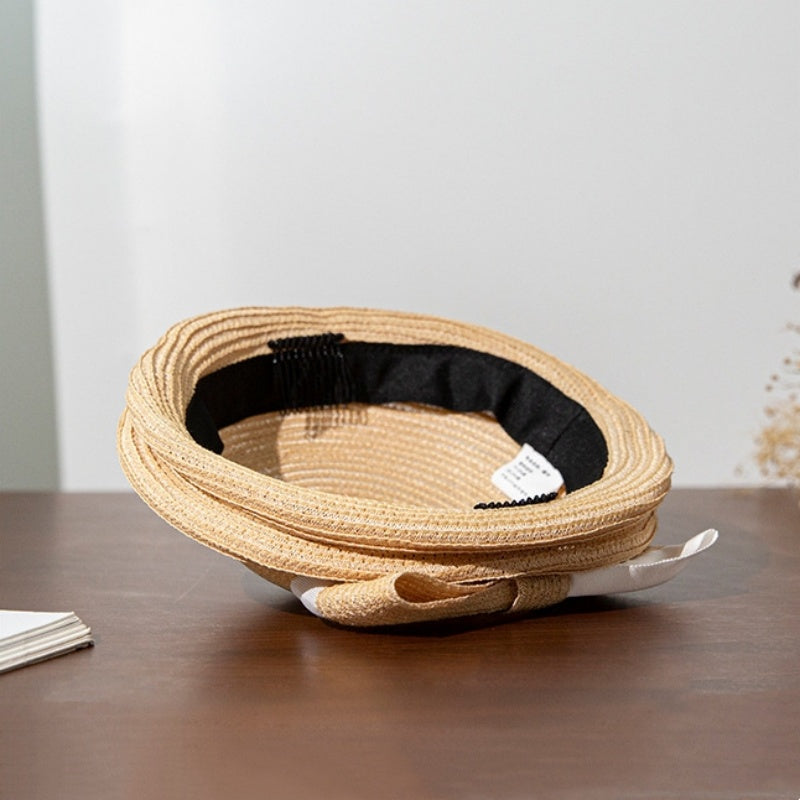 Straw Beret with Bow