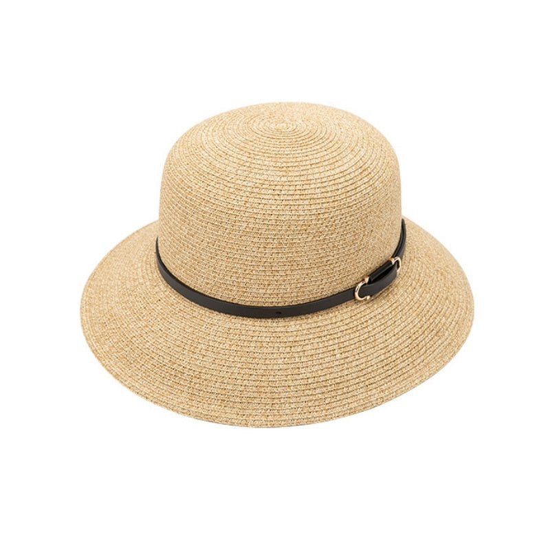 Sun Hat Straw Hat with Black Leather Band