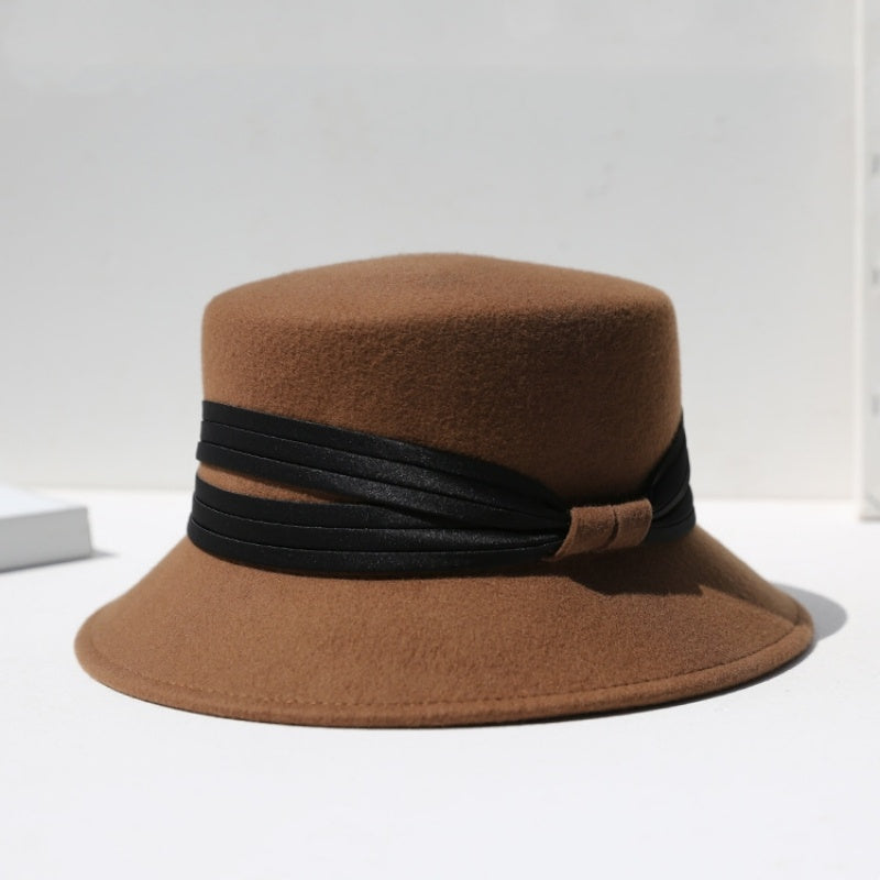 Felt Bucket Hats with Crossed Ribbons