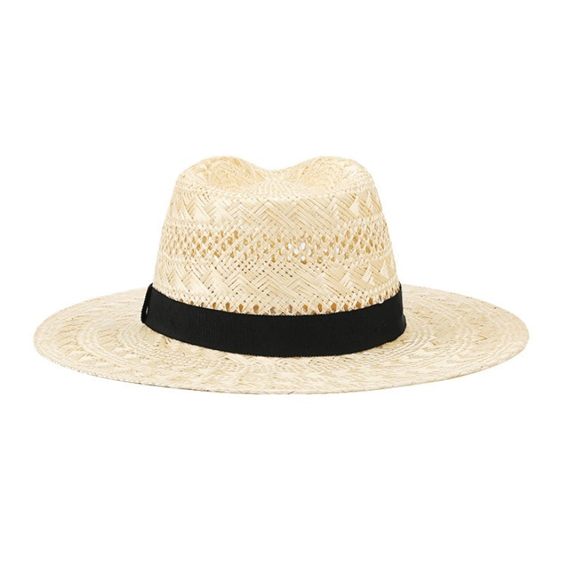 Sisal Top Hat with Black Decorative Ribbon