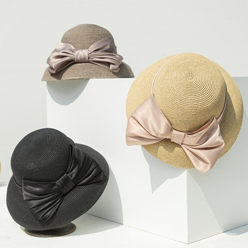 Straw Top Hat with Bow Webbing
