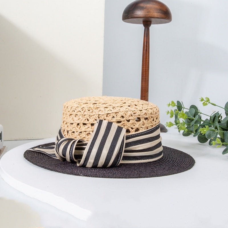 Hollow-carved Top Hat Sun Hat with Bow