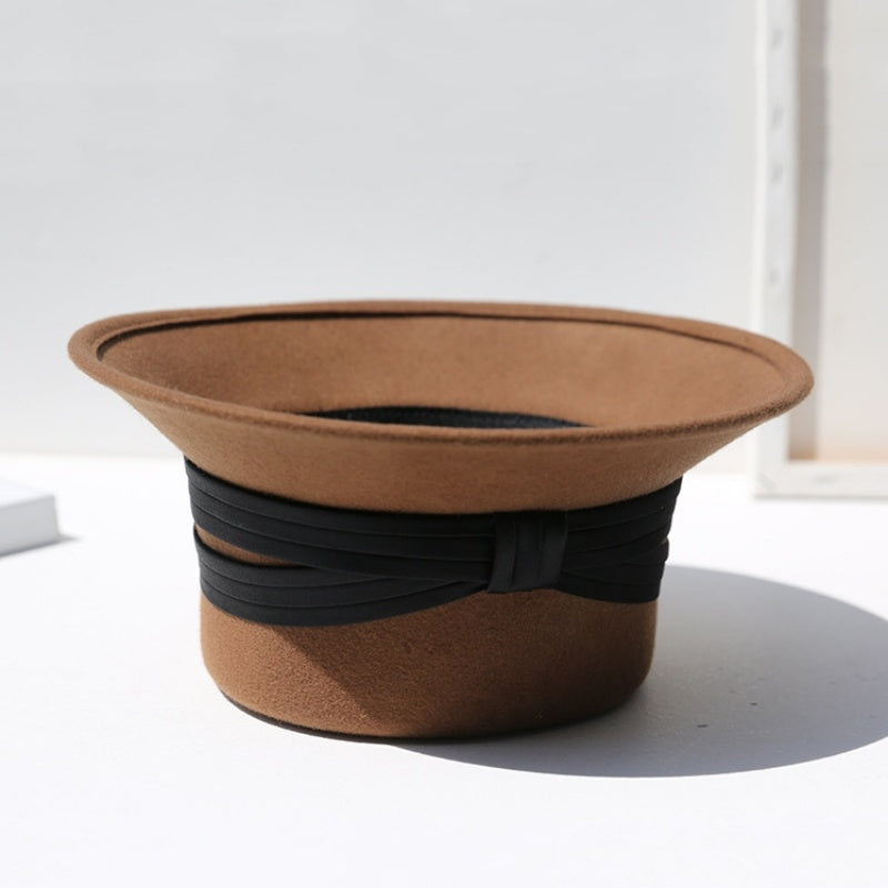 Felt Bucket Hats with Crossed Ribbons