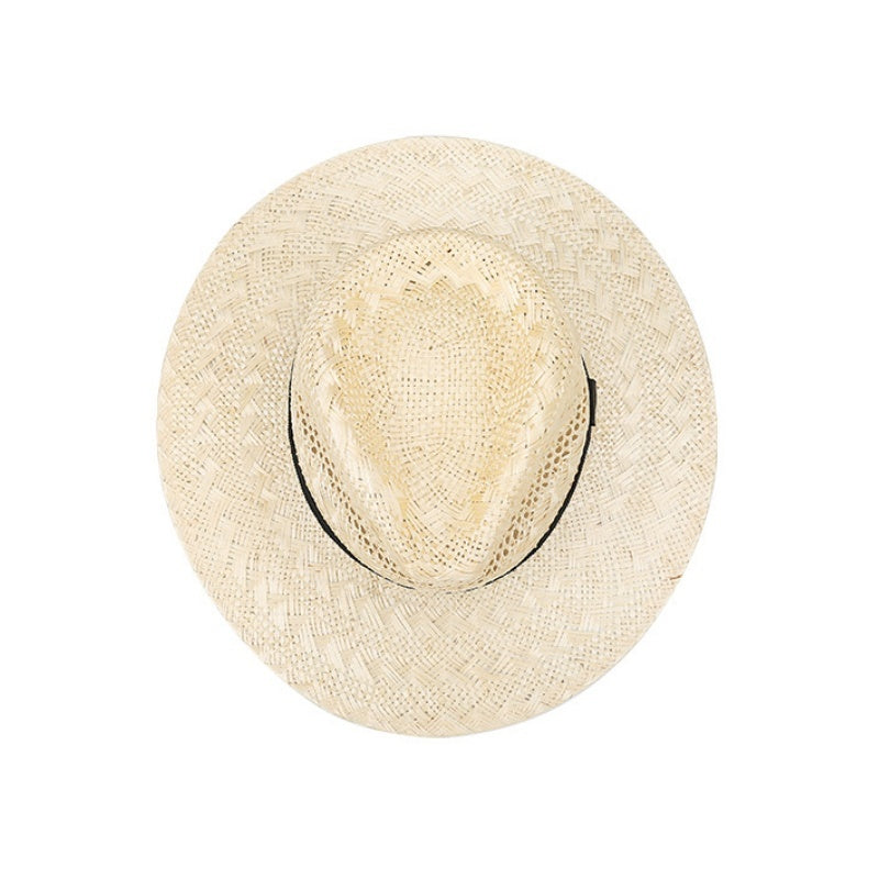 Sisal Top Hat with Black Decorative Ribbon