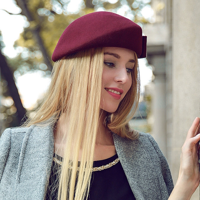 Simple Stewardess Beret with Bow