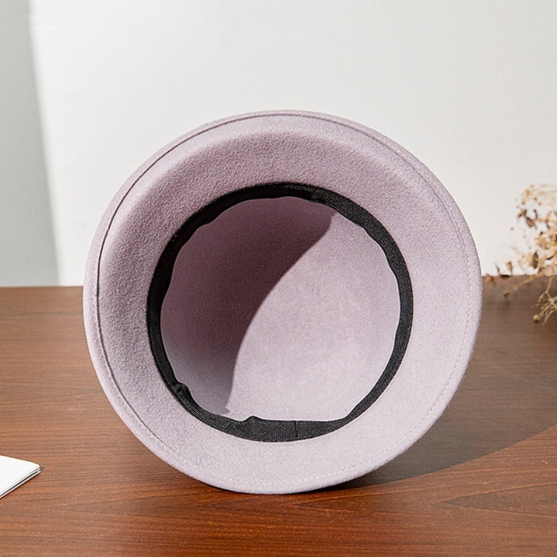 Felt Top Hat Rolled Edge with Ribbon Decoration