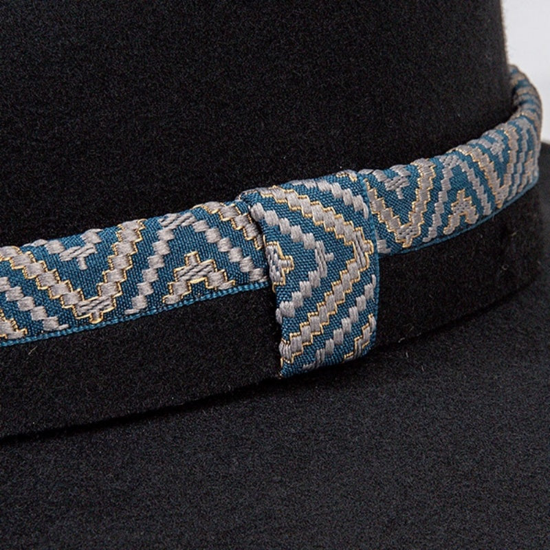 Felt Top Hat with Embroidered Webbing