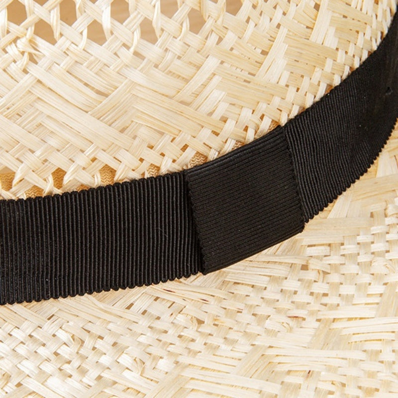 Sisal Top Hat with Black Decorative Ribbon