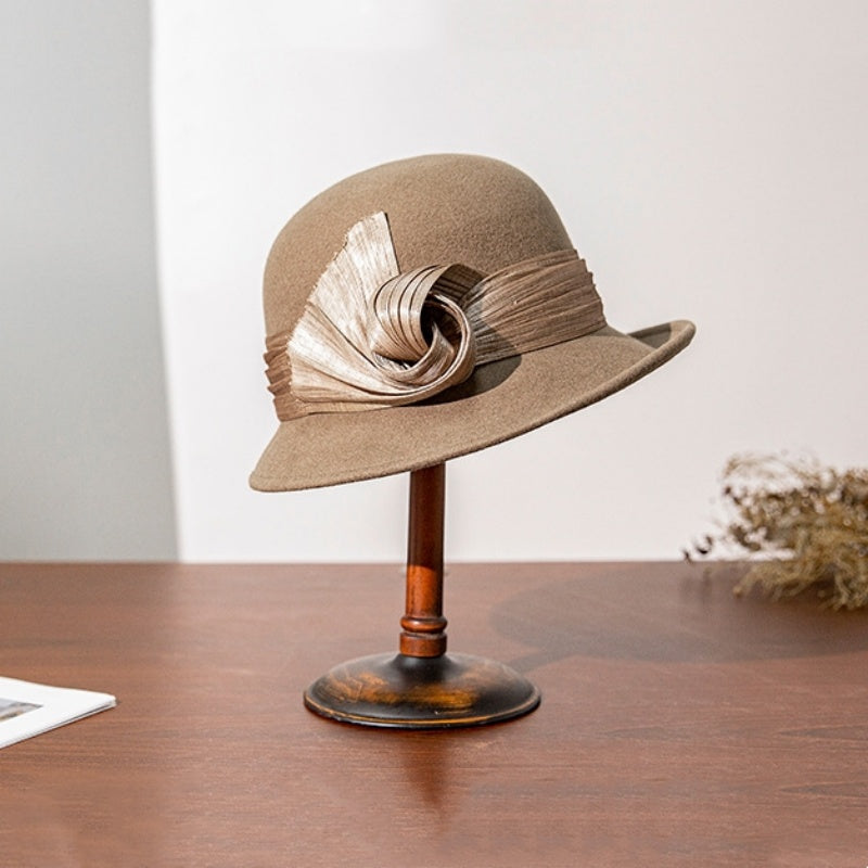 Felt Top Hat Rolled Edge with Ribbon Decoration