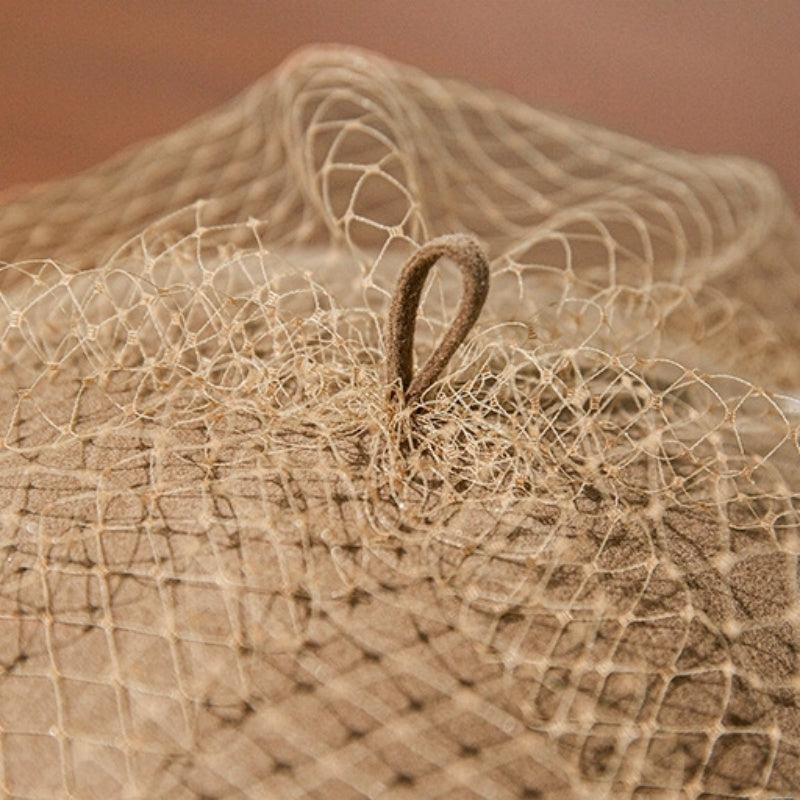 Felt Beret with Grid Veil