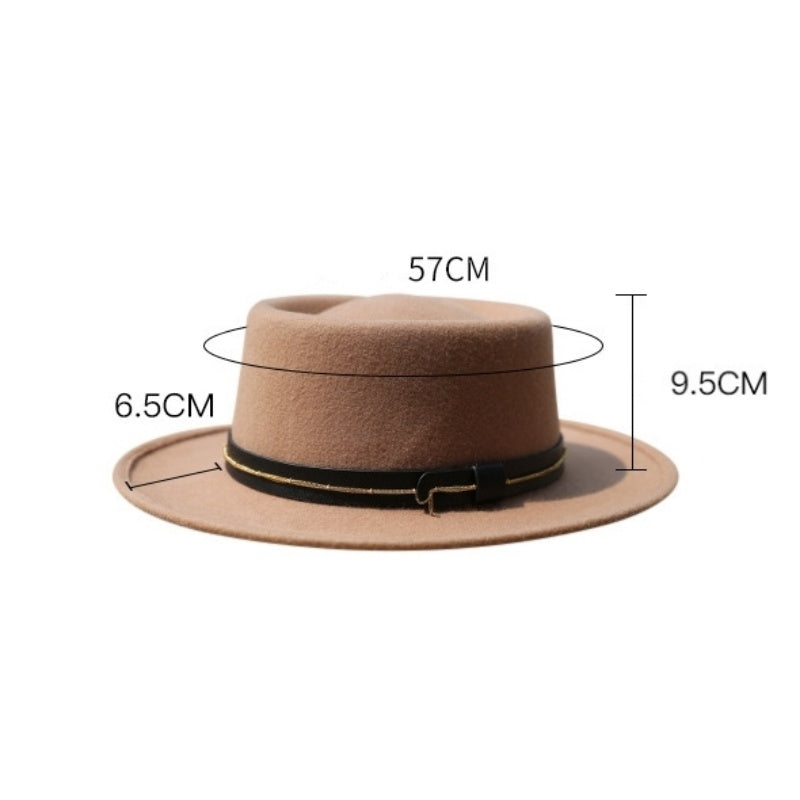 Felt Bowler Hats with Leather Strap and Golden Chain