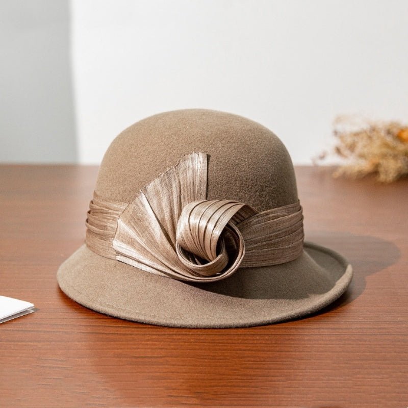 Felt Top Hat Rolled Edge with Ribbon Decoration