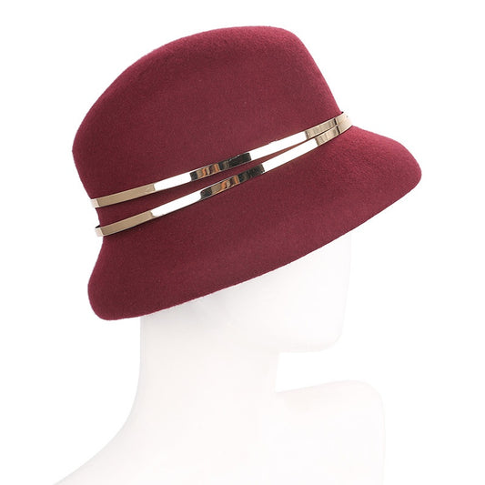 Jujube Red Felt Top Hat with Metal decoration