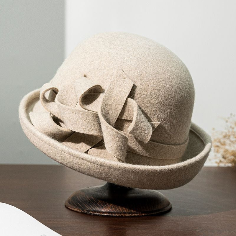 Felt Rolled Edge Top Hat with Felt Flower