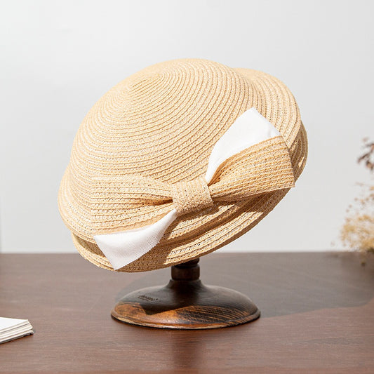 Straw Beret with Bow