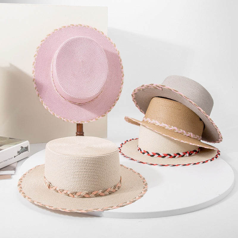 Bowler Hat Sun Hat with Colored Braided Rope