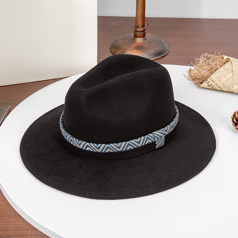 Felt Top Hat with Embroidered Webbing