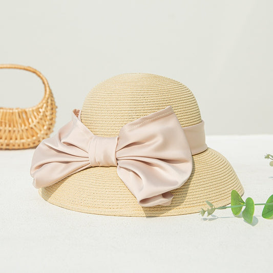 Straw Top Hat with Bow Webbing