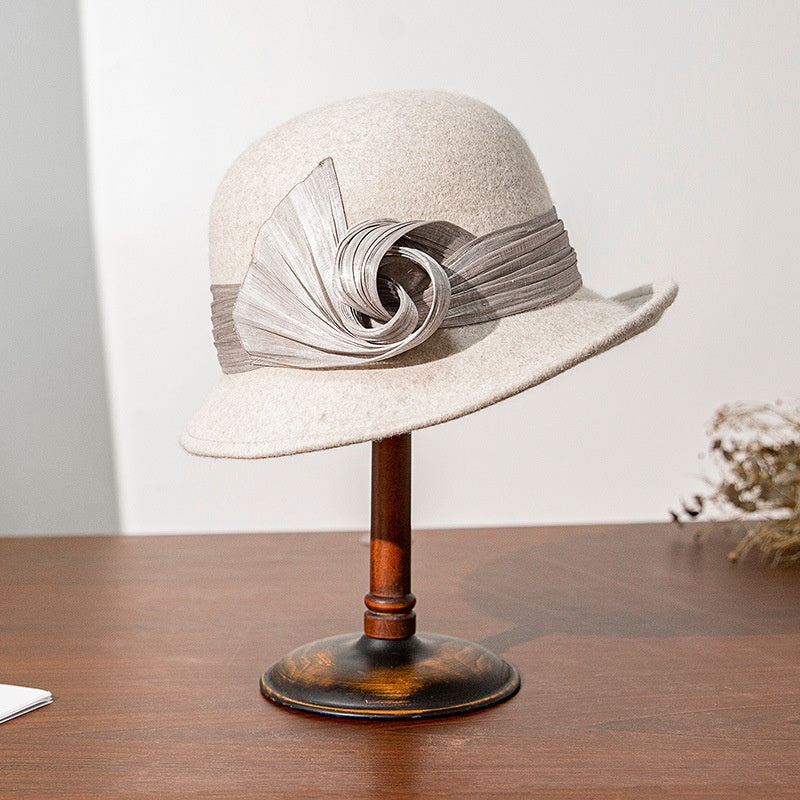 Felt Top Hat Rolled Edge with Ribbon Decoration