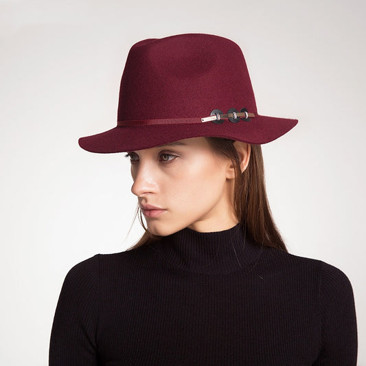 Felt Top Hat with Metal Strips Decoration