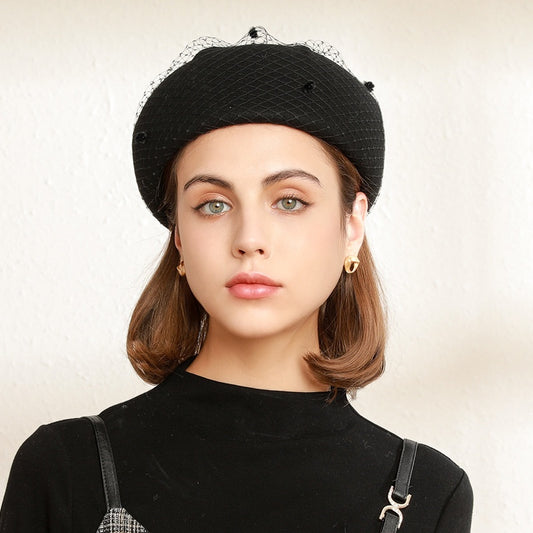 Felt Beret with Lace
