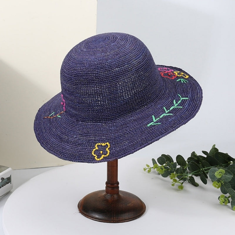 Sun Straw Hat with Colorful Embroidery