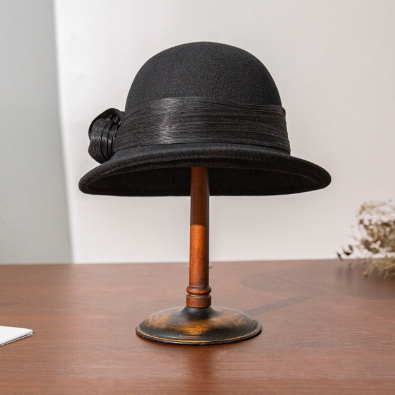Felt Top Hat Rolled Edge with Ribbon Decoration