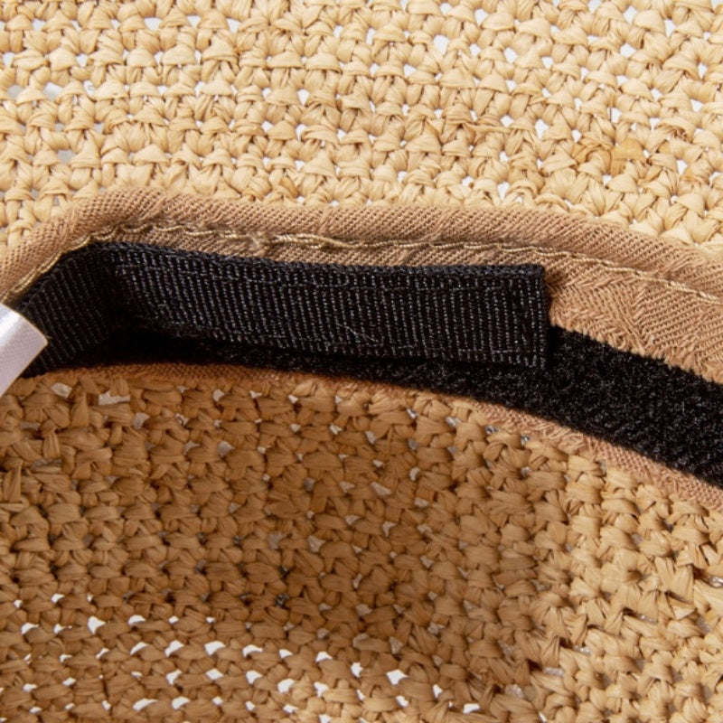 Straw Hat Sun Hat with Printed Bow