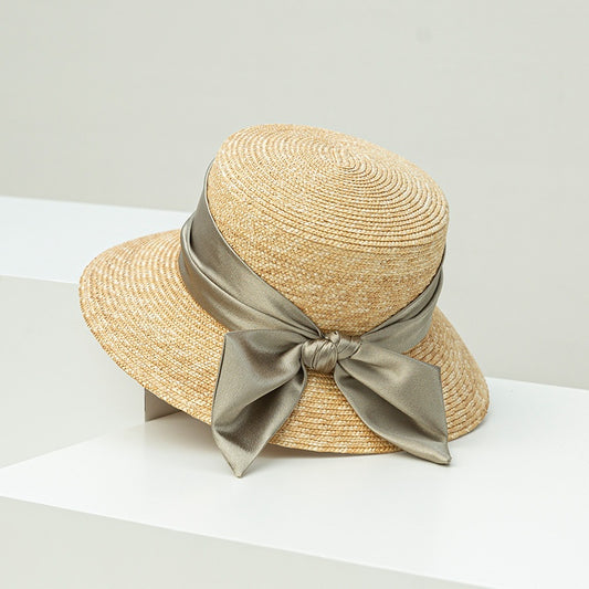 Sun Hat Straw Hat with Green Bow Webbing