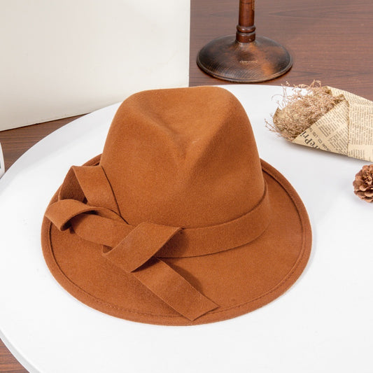 Felt Rolled Edge Top Hat with Felt Bow