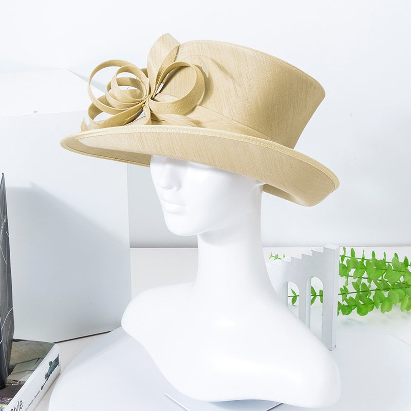 Top Hat Straw Hat with Floral Decoration
