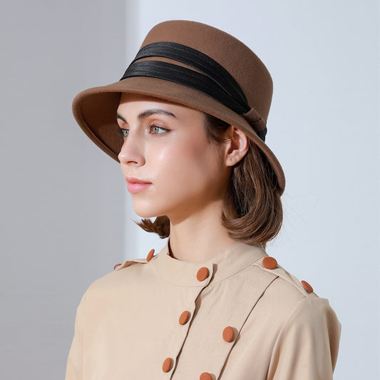 Felt Bucket Hats with Crossed Ribbons