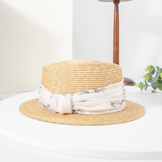 Bowler Hat Sun Hat with Printed Ribbon