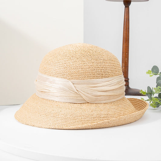 Straw Hat Sun Hat with Linen Webbing