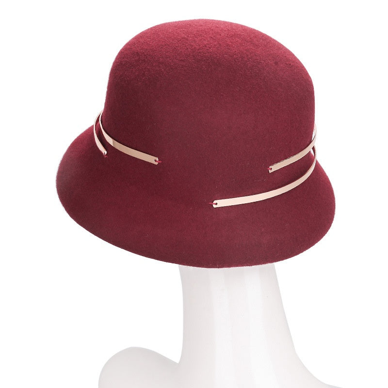 Jujube Red Felt Top Hat with Metal decoration