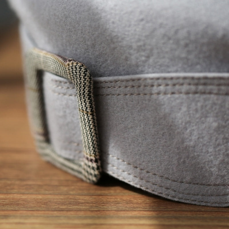 Stewardess Beret with Bow Checkered Mouth