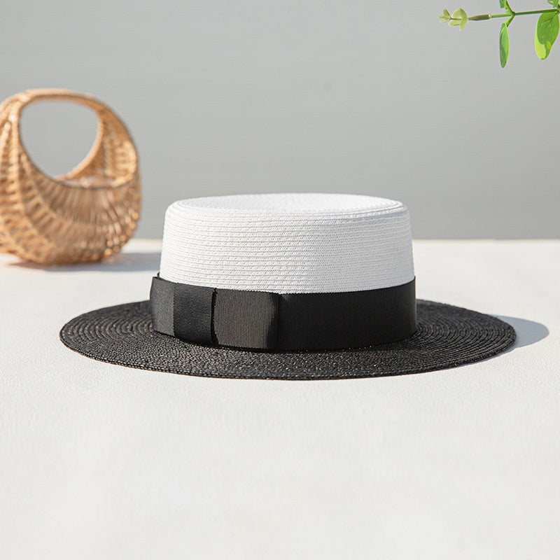 Top Hat Sun Hat Black Brim with Bow Webbing