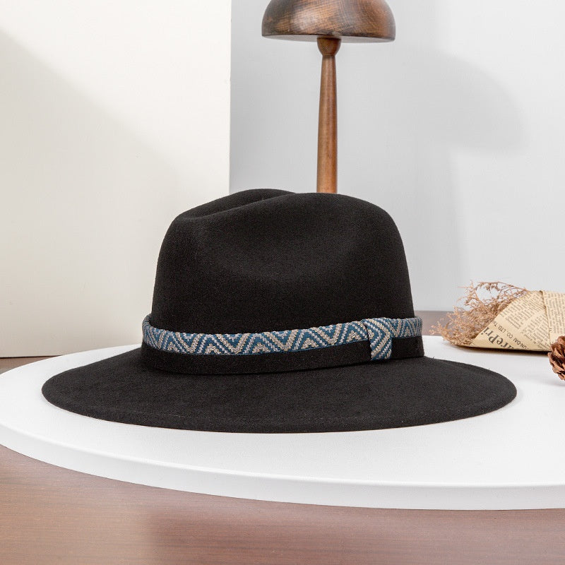 Felt Top Hat with Embroidered Webbing