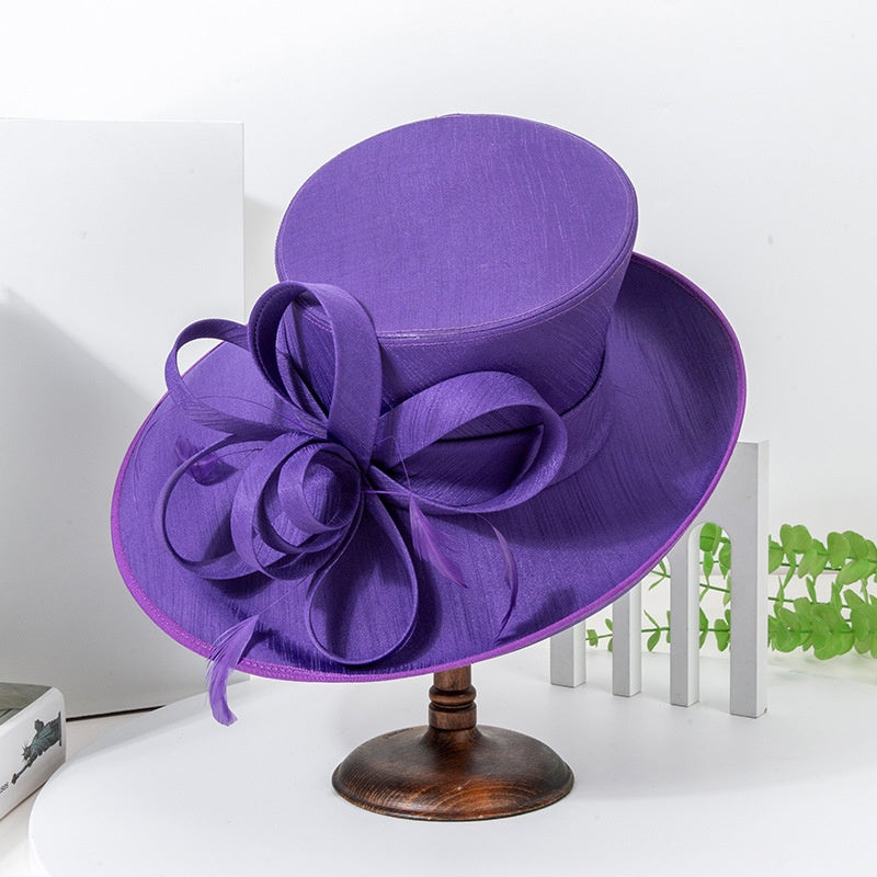 Top Hat Straw Hat with Floral Decoration