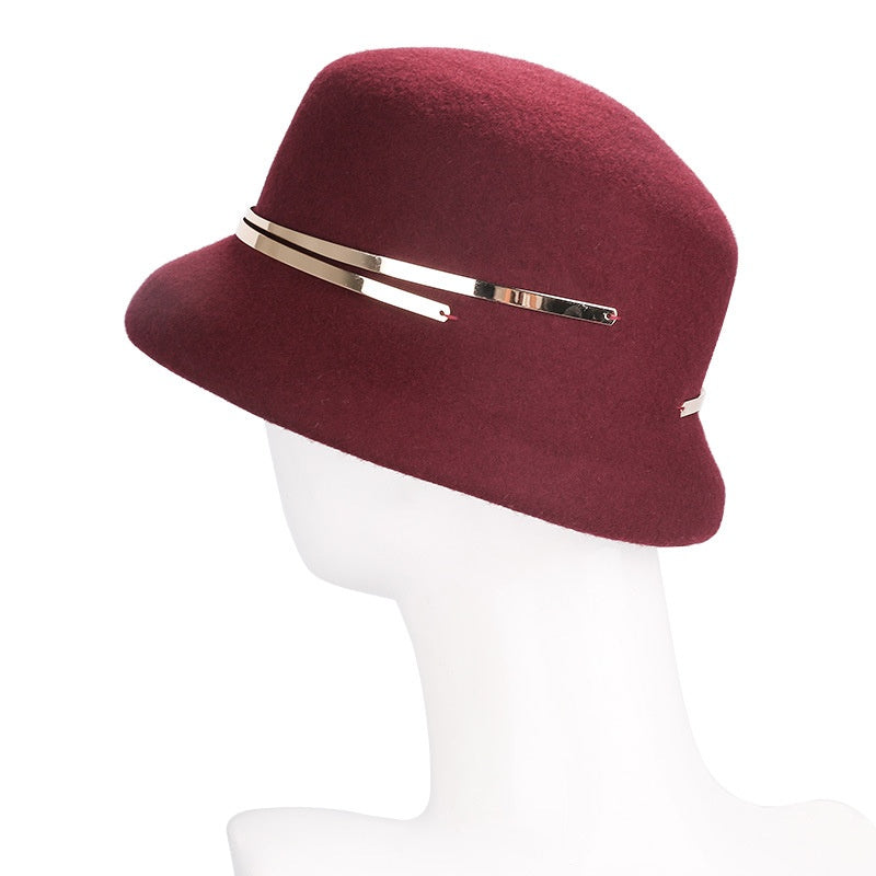 Jujube Red Felt Top Hat with Metal decoration