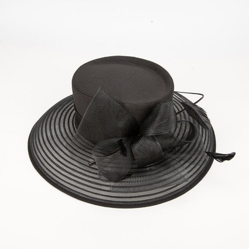 Sun Top Hat Straw Hat with Mesh Yarn Decoration
