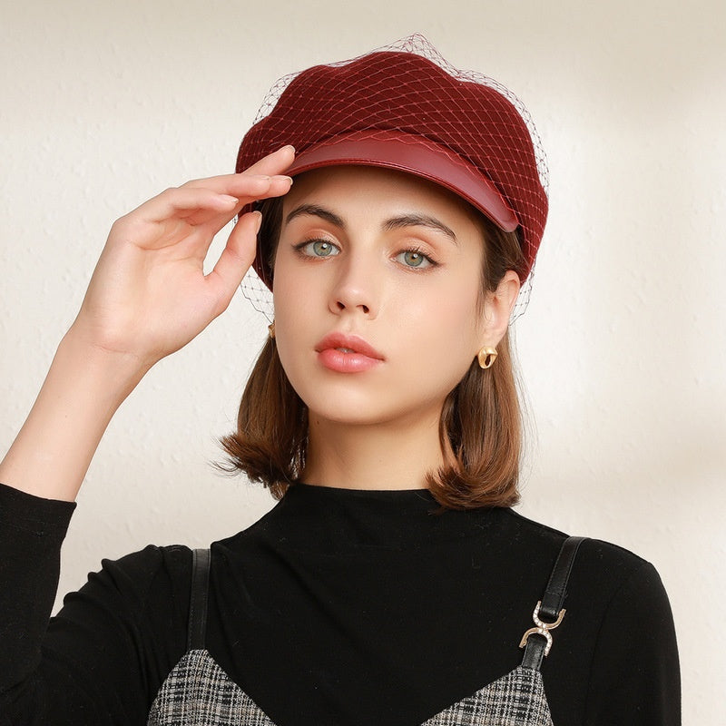 Felt Newsboy Hats with Lace