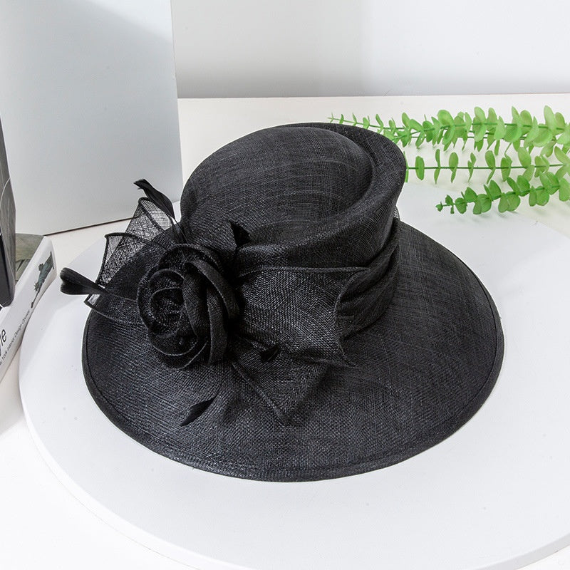 Top Hat Sun Hat with Flower and Bow Decorations