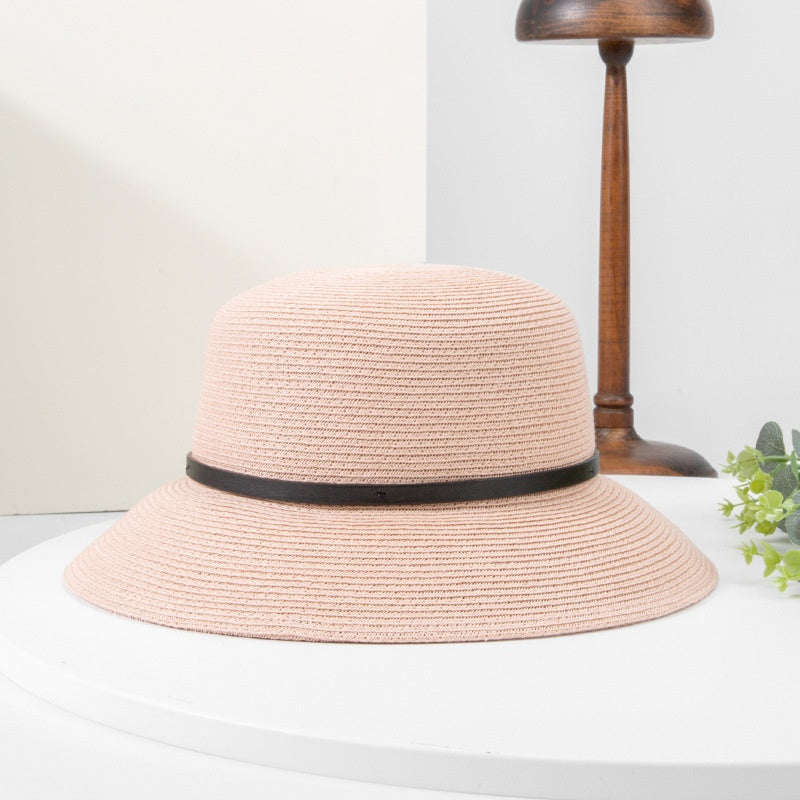 Sun Hat Straw Hat with Black Leather Band